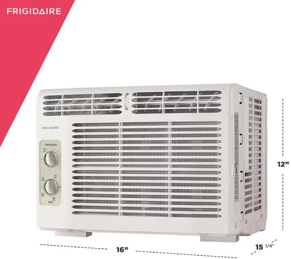 Frigidaire FFRA051WAE Window-Mounted Room Air Conditioner, 5,000 BTU with Temperature Control and Easy-to-Clean Washable Filter, in White