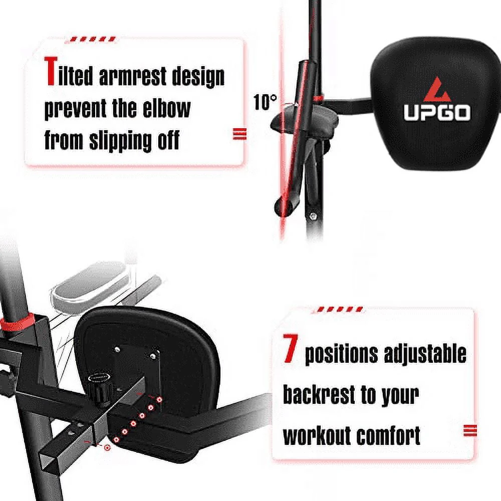 UPGO Adjustable Power Tower 400lbs Max Weight Dip Station Pull up Bar Power Rack Push up Resistance Band for Home Gym Strength Training Workout Equipment