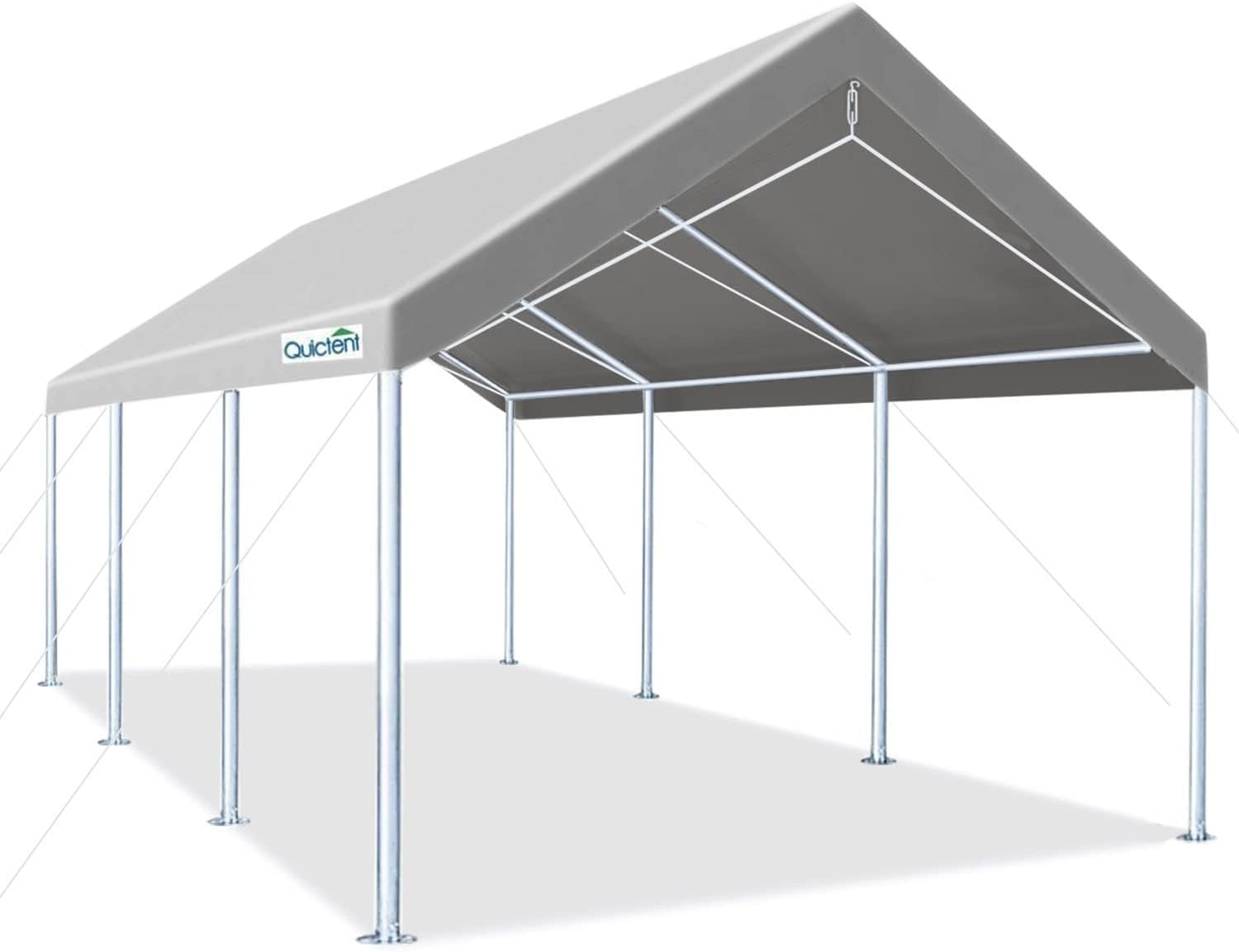 Quictent 10’x20’ Carport Upgraded Heavy Duty Car Canopy Galvanized Car Boat Shelter with 4 Reinforced Steel Cables-Beige