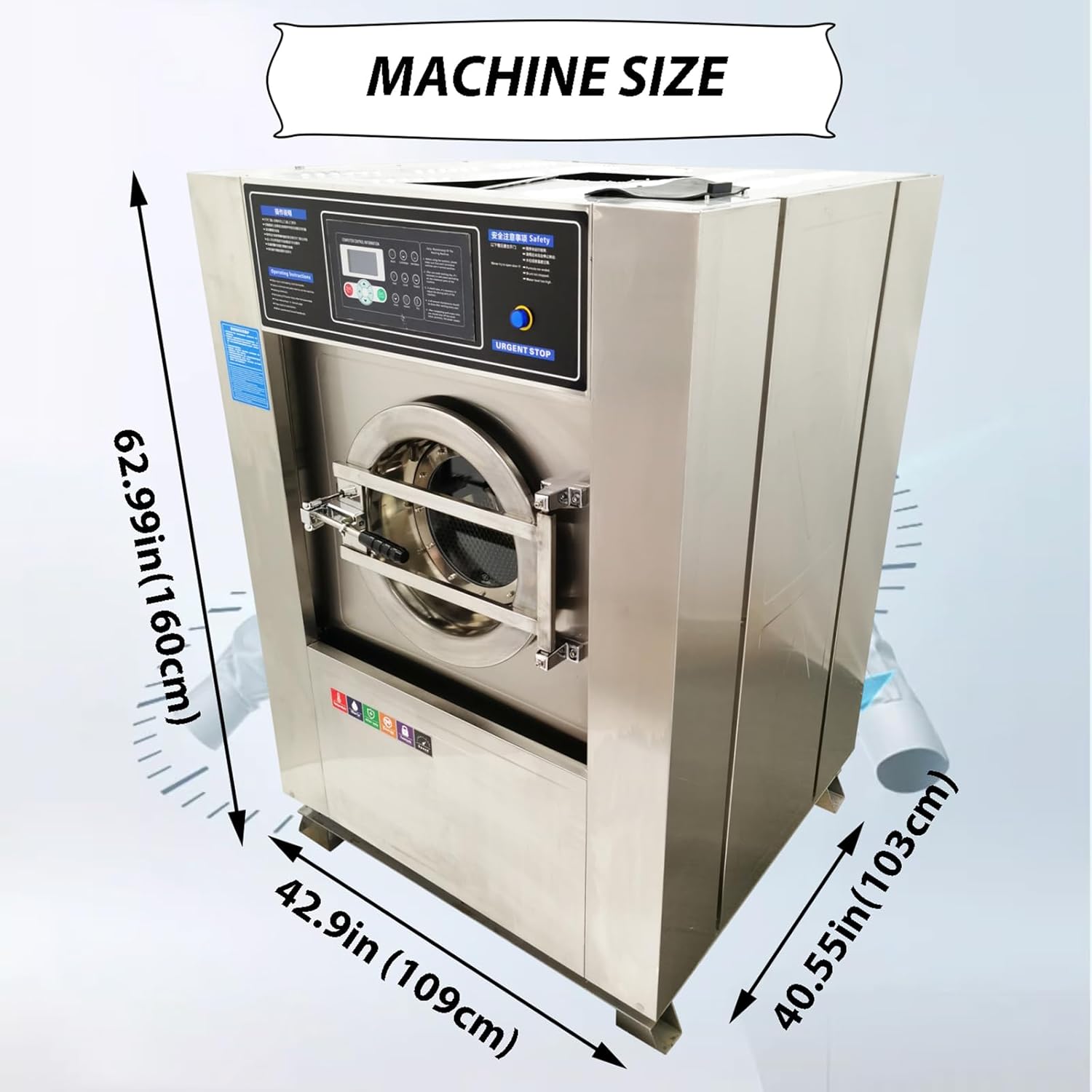 Automatic Washing Spinning Drying Combo Machine All-in-one Laundry Washer Dryer Extractor Machine WASH+SPIN+DRY 44LBS Capacity Washer Extractor Dehydrator 2.2KW 220V 3PH 60HZ