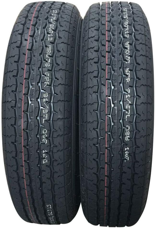 Motorhot 13" Trailer Tire & Rim ST175/80R13 Trailer Tires Load C 5 Lug White Spoke Pack of 2