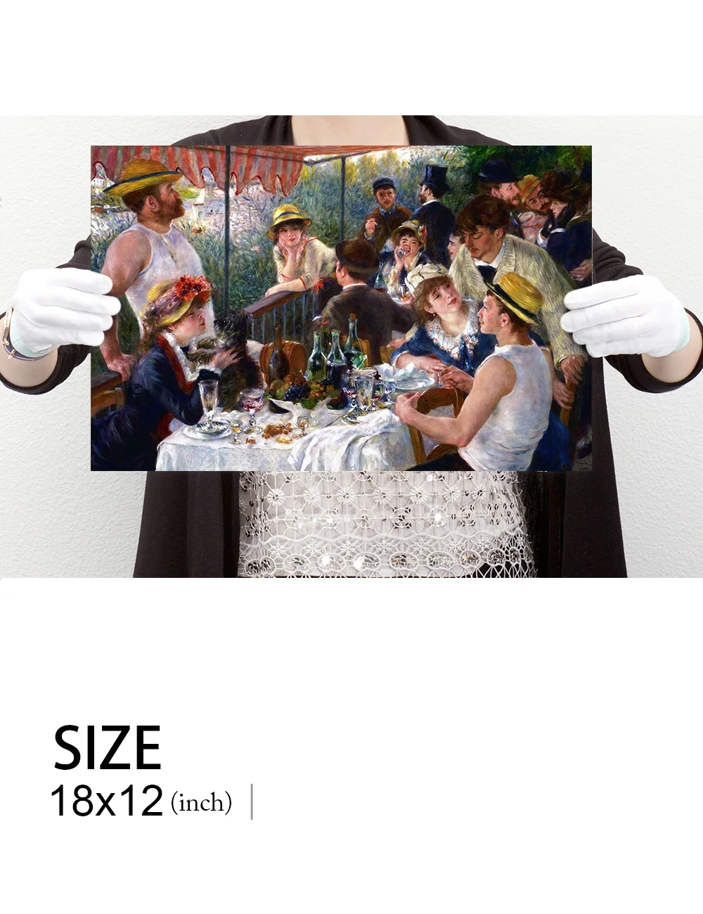 DECORARTS - Luncheon of the Boating Party by Pierre-Auguste Renoir. Oil Painting Reproduction, Giclee Print on Canvas. Ready to Hang Wall Art for Home, Bedroom, Office Decor. 18x12"