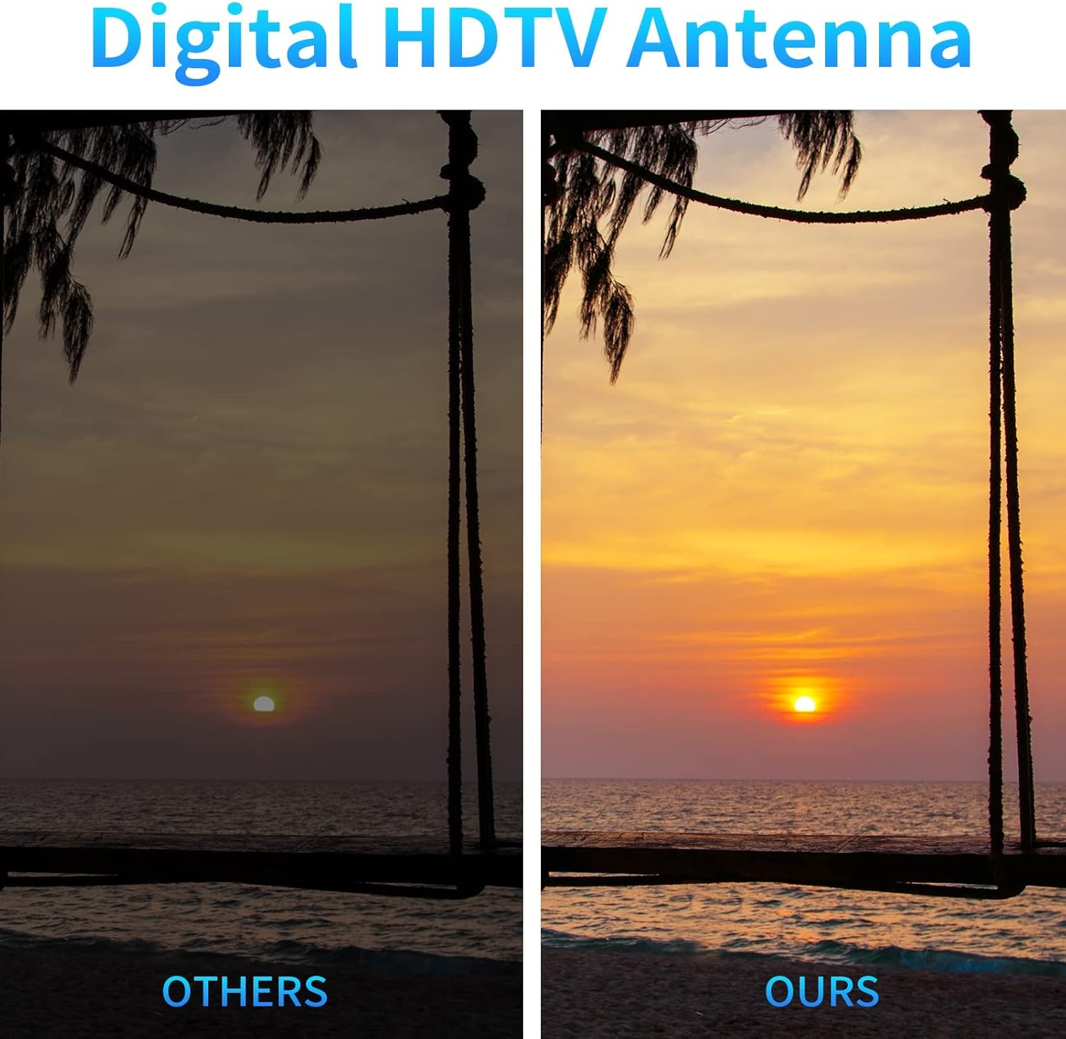 TV Antenna - Amplified HD Digital TV Antenna 350+ Miles Long Range - Portable Indoor/Outdoor Antenna Support 360&deg; Signal 4K 1080p Fire tv Stick-All Smart/Old TVs-18ft Coax Cable