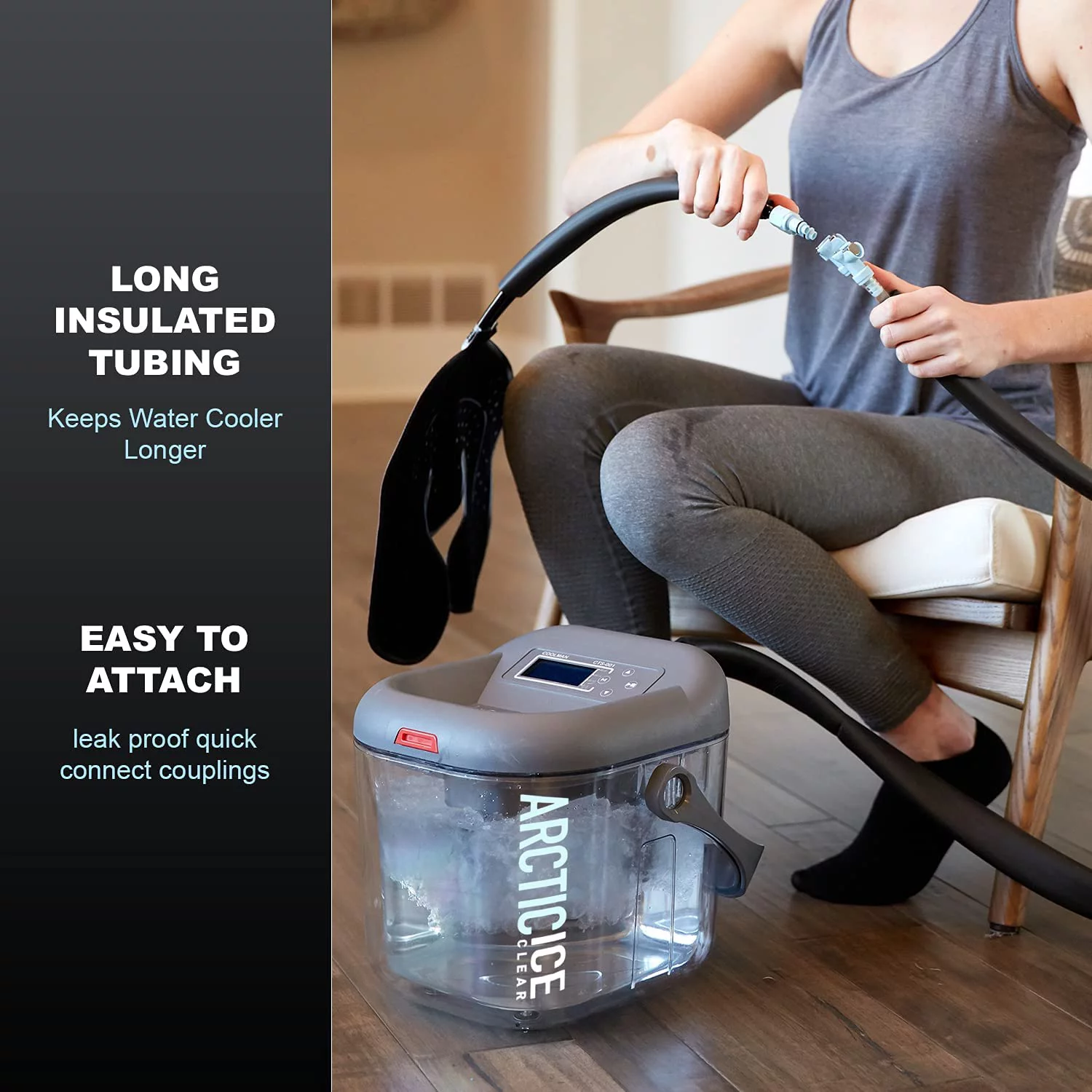 Circulating Cold Water Therapy Ice Machine Gen 2 by Arctic Ice Clear – for Knee, Elbow, Shoulder, Back Pain, Swelling, Sprains, Injuries (Arctic Ice Clear) (with Universal Pad)