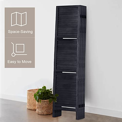 Room Divider with Shelves, Privacy Screen, Room Dividers and Folding Privacy Screens, 5 Panel Wood Temporary Wall Partition Separation Separator, Coconut