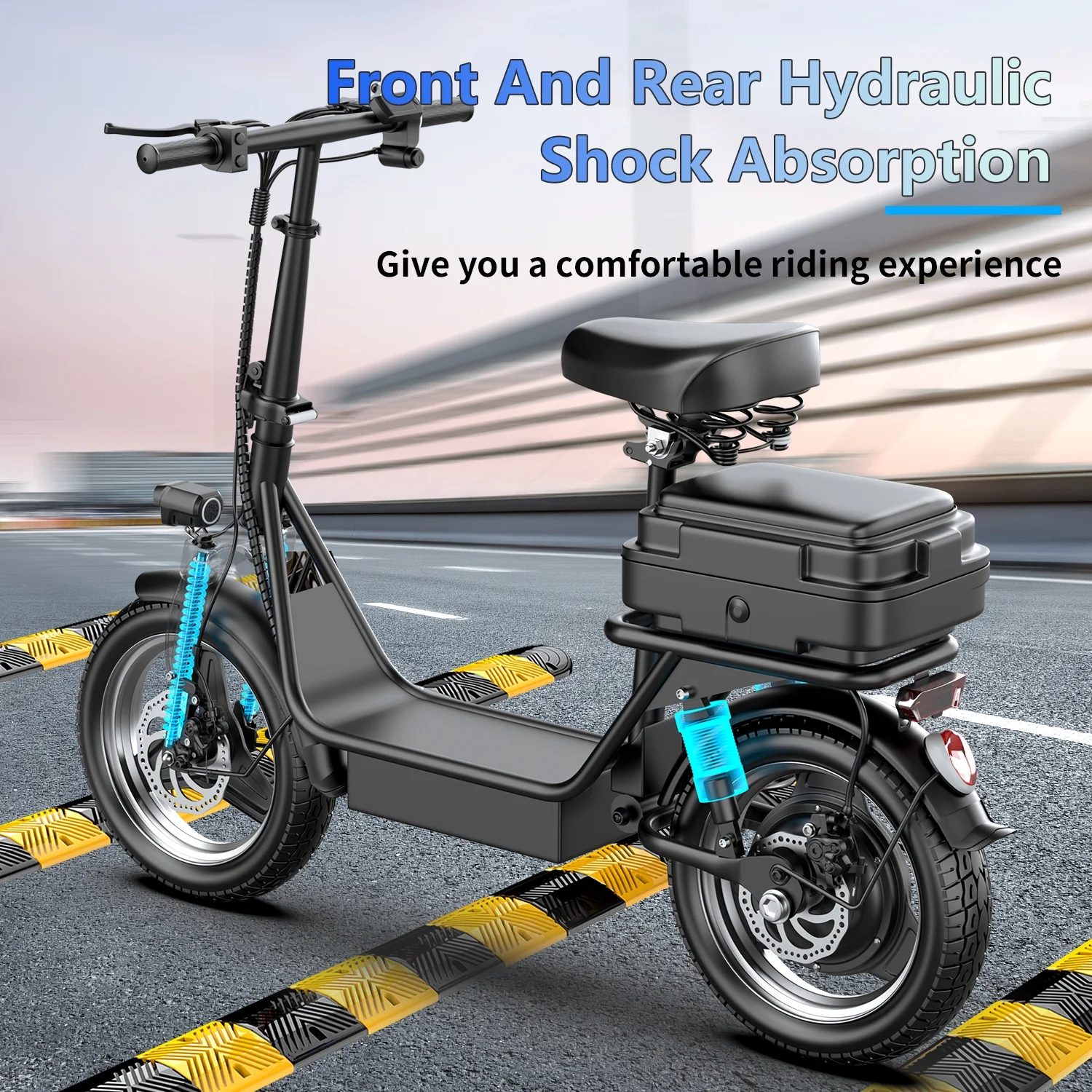 ASKGO Electric Scooter Adults, 14" Tires, 20MPH 25Miles Long Range Electric Scooter with Seat & Basket,36V 13AH Li-on Commute Escooter for Adults, Dual Shock Absorbers, Dual Disc Brakes