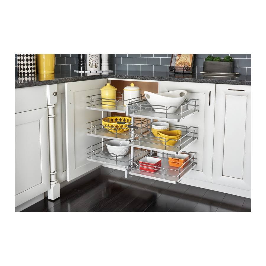 Rev-A-Shelf 18 in. Gray Blind Corner Organizer Soft-Close