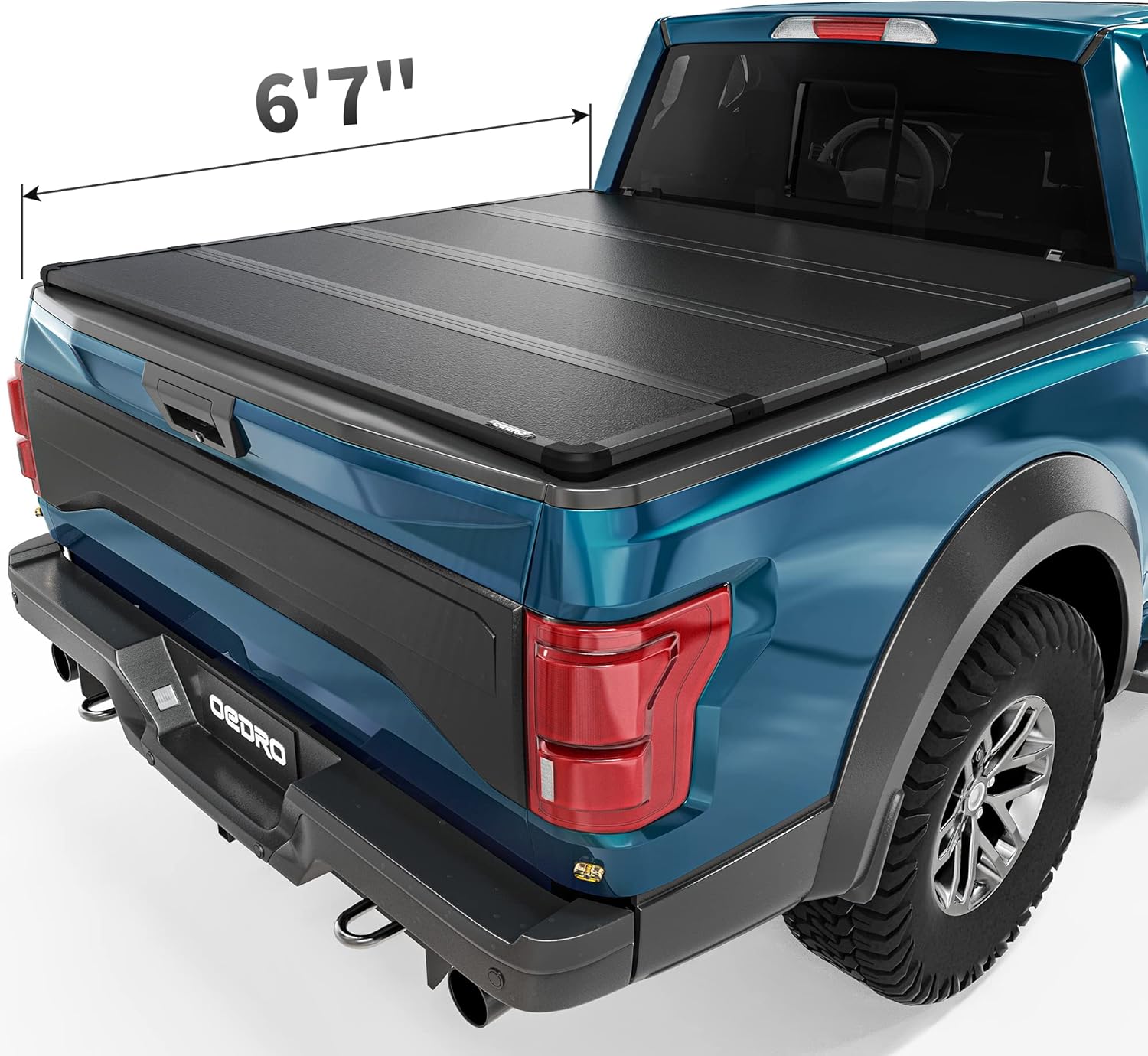 oEdRo Hard Quad-fold Truck Bed Tonneau Cover Compatible with 2015-2022 Ford F150 F-150 (Excl. Raptor Series), Styleside 6.5 Ft Bed