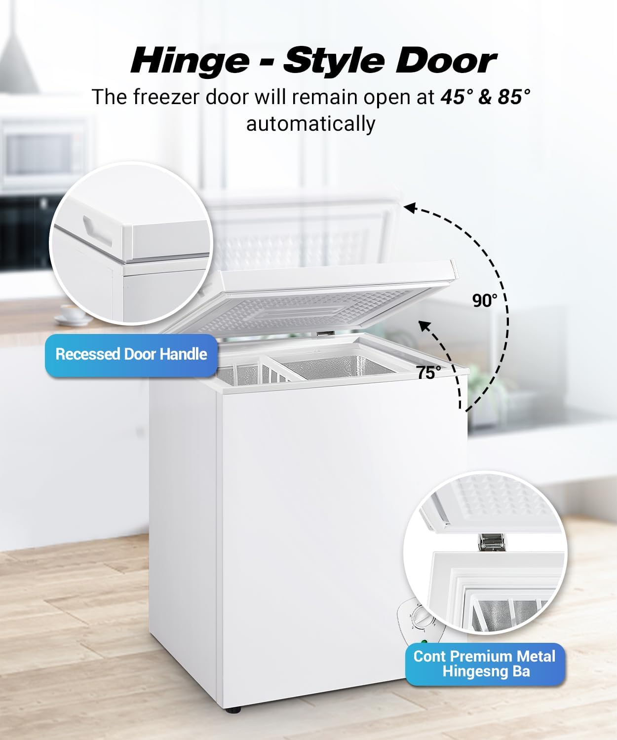 Small Chest Freezer, 2.2 Cubic Feet Mini Deep Freezer Chest with Basket Adjustable 7 Temp Control, Top Open Door Compact Freezer With Removable Basket For Dorm, Apartment, White