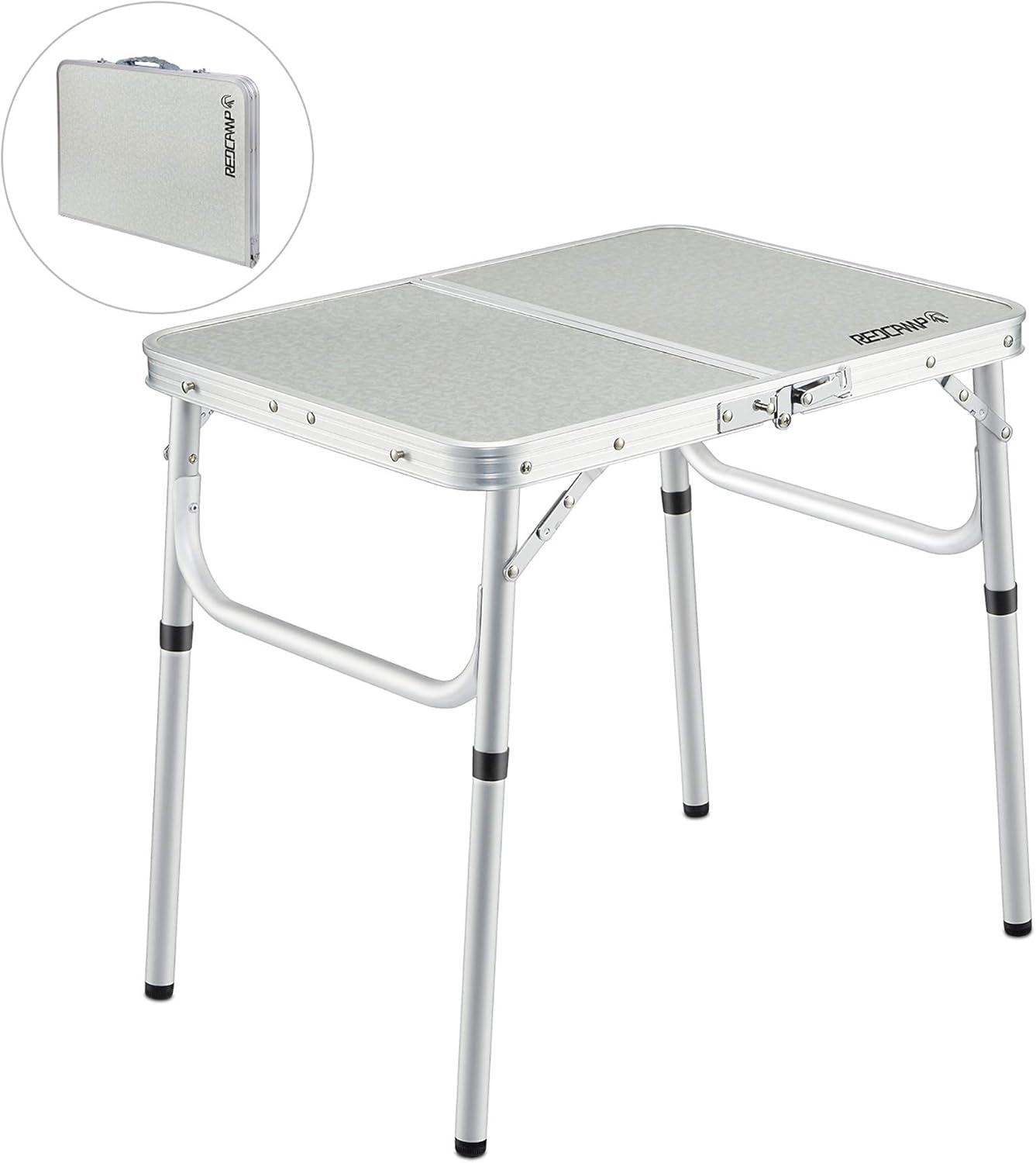 REDCAMP Folding Camping Table, 4ft Portable Aluminum Outdoor Folding Table Camp Table Adjustable Height Lightweight for Picnic Cooking Beach