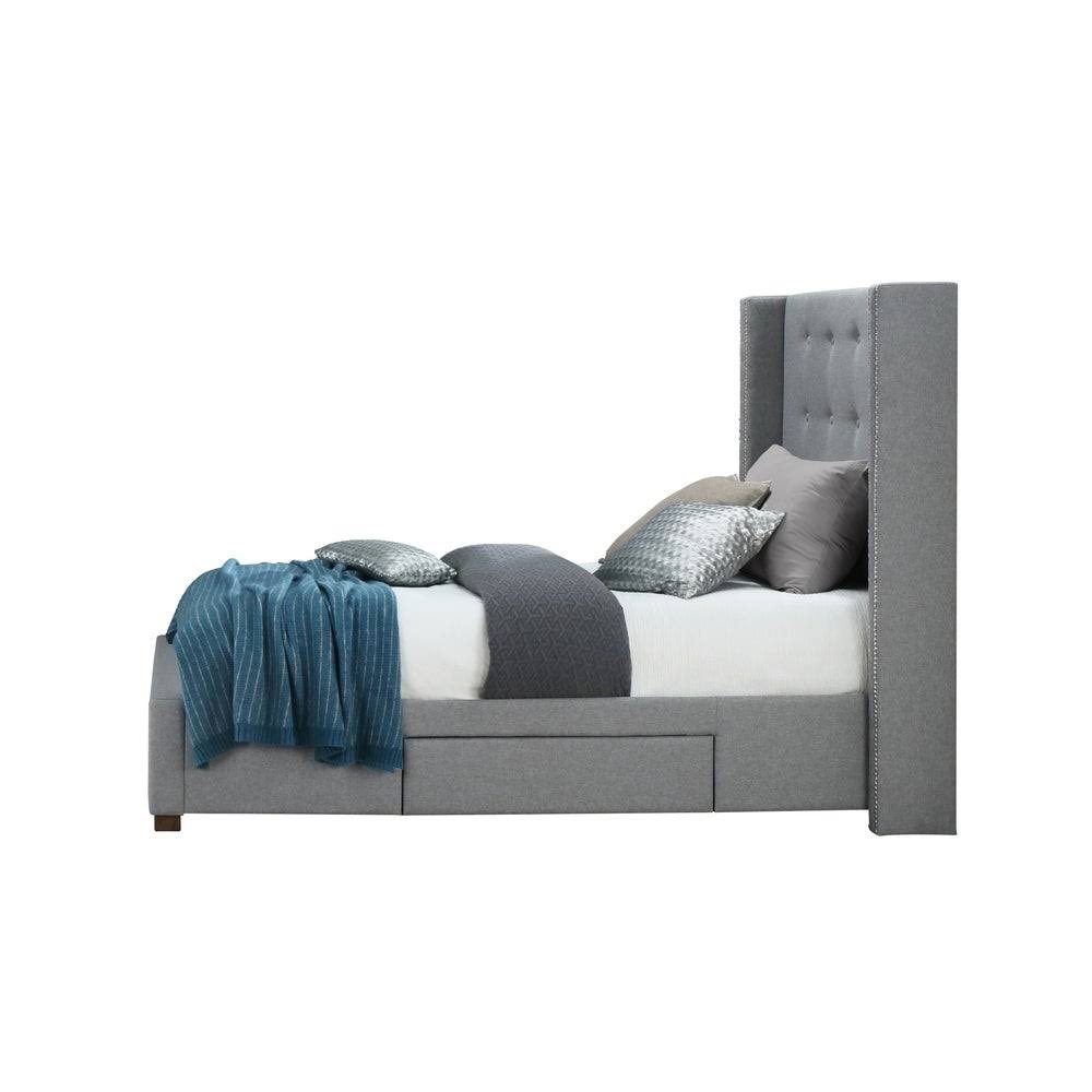 Strick u0026 Bolton Roth Grey Linen Wingback Storage Bed - Full