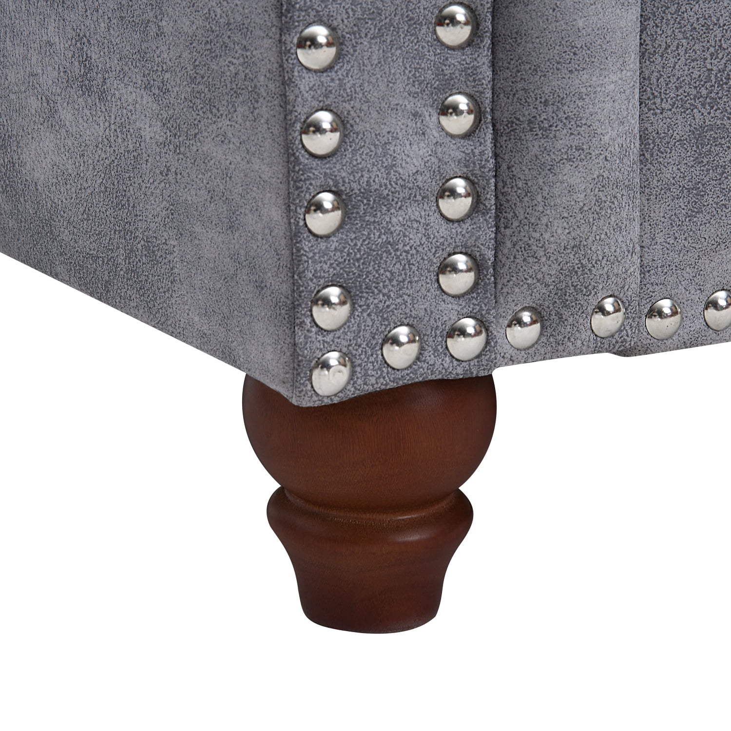 Holaki 84" Chesterfield Fabric Upholstered Sofa,High-Tech Fabric Surface Sofa,Deep Button Tufting Surface Fabric Nailhead Accents with 2 Pillows(Grey)