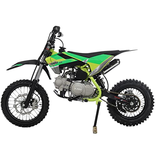 X-PRO 110cc Dirt Bike with Semi-Automatic Transmission, Kick Start, Big 14"/12" Tires! (Orange)