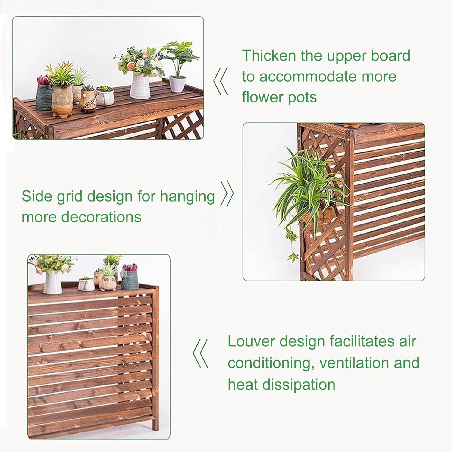 Ac fence for outside unit, Air Conditioner Privacy Fence Screen Outdoor, Outdoor unit mini split air conditioner cover, air conditioner fence 3 panel, Free Standing Plant Stand(Size:120*57*100cm)