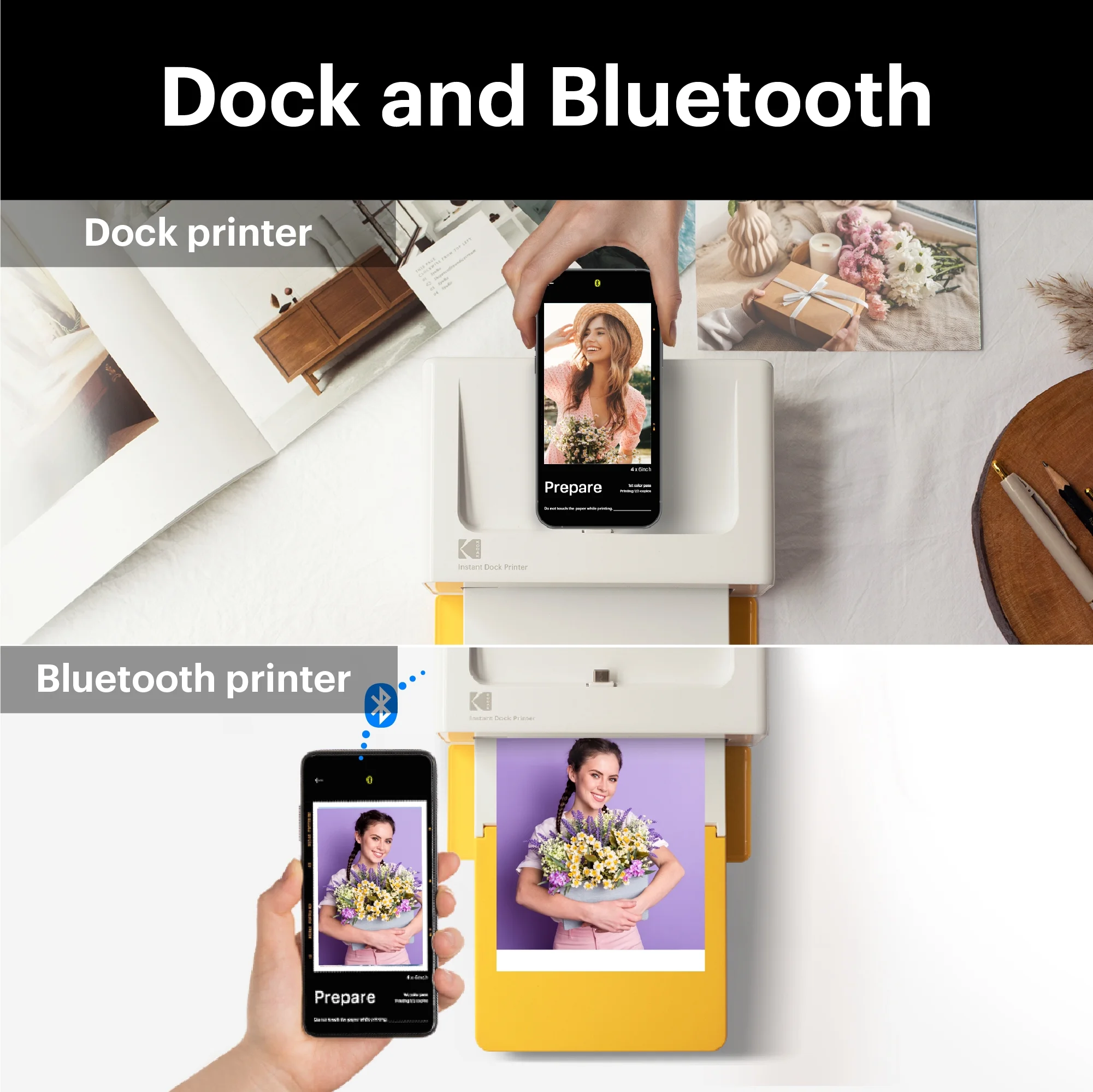KODAK Dock Plus 4PASS Instant Photo Printer (4x6 inches) + 10 Sheets