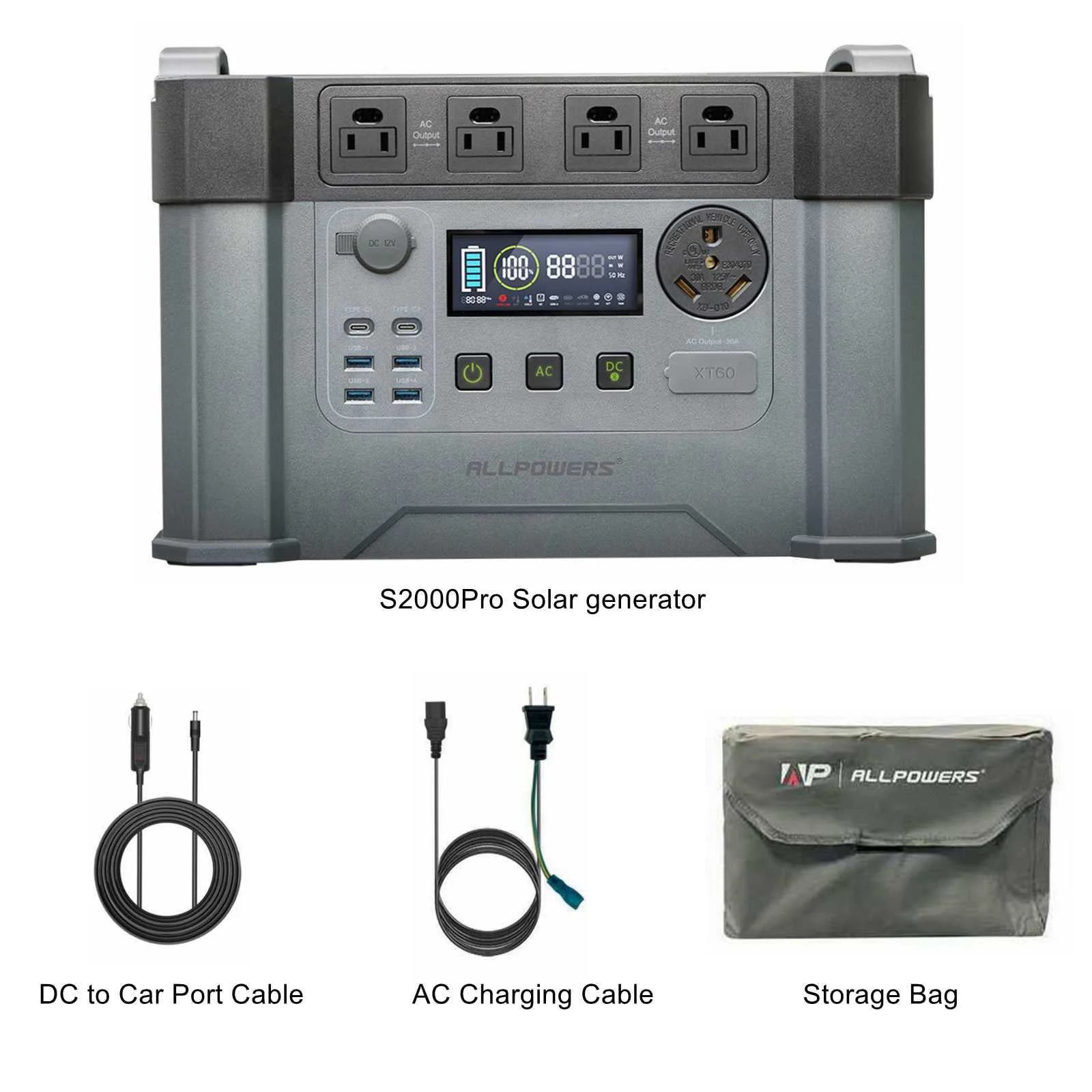ALLPOWERS S2000 Pro Portable Solar Generator, 2400W 1500Wh Portable Power Station for Camping RV Camper Home Emergency