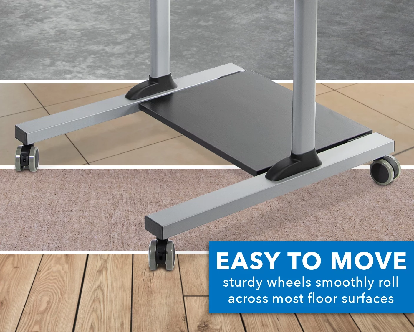 Mount-It! Extra Wide Mobile Standing Desk with Dual Monitor Mount | Rolling Computer Workstation