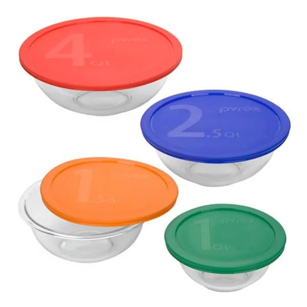 Pyrex 8-Piece Mixing Bowl Set with Assorted Lids - Curated Treasures Market