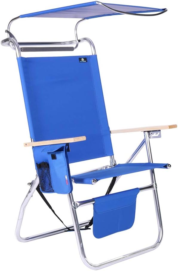 17 Inches High Seat Big Tycoon Aluminum Beach Chair with Canopy