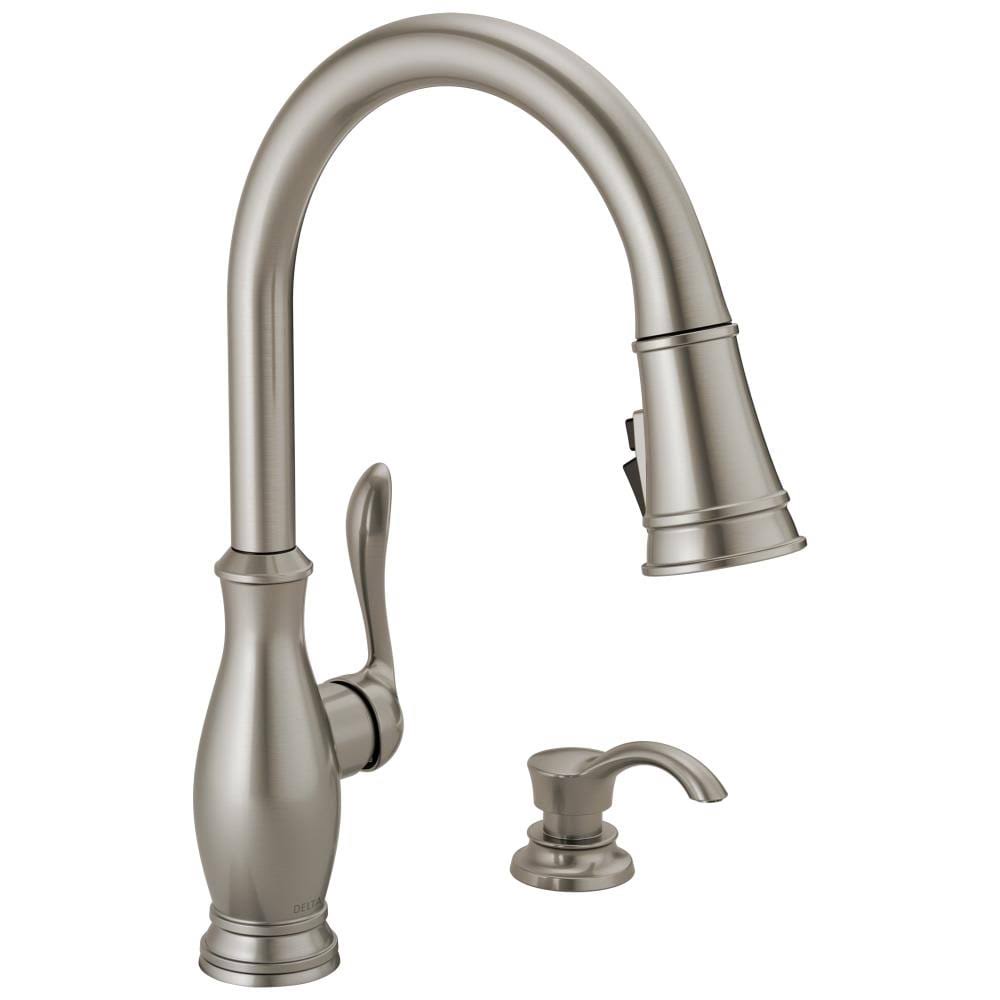 Delta Zalia SpotShield Stainless 1-Handle Deck-Mount Pull-Down Handle Kitchen Faucet (Deck Plate Included) | 19781Z-SPSD-DST