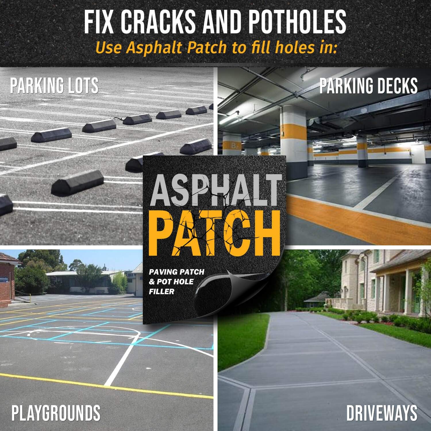 ASPHALT PATCH & POTHOLE FILLER 56 lb Pail | Pothole Repair Kit | Driveway Patch | Paving Patch - 5 Gallon Pail Pack of 2