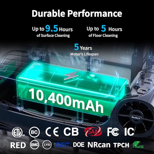 Beatbot AquaSense Pro Cordless Robotic Pool Vacuum Cleaner with Hook- Clarifies Water, Skims Water Surface, 5-in-1 Comprehensive Cleaning, Surface Parking, Intelligent Path Optimization