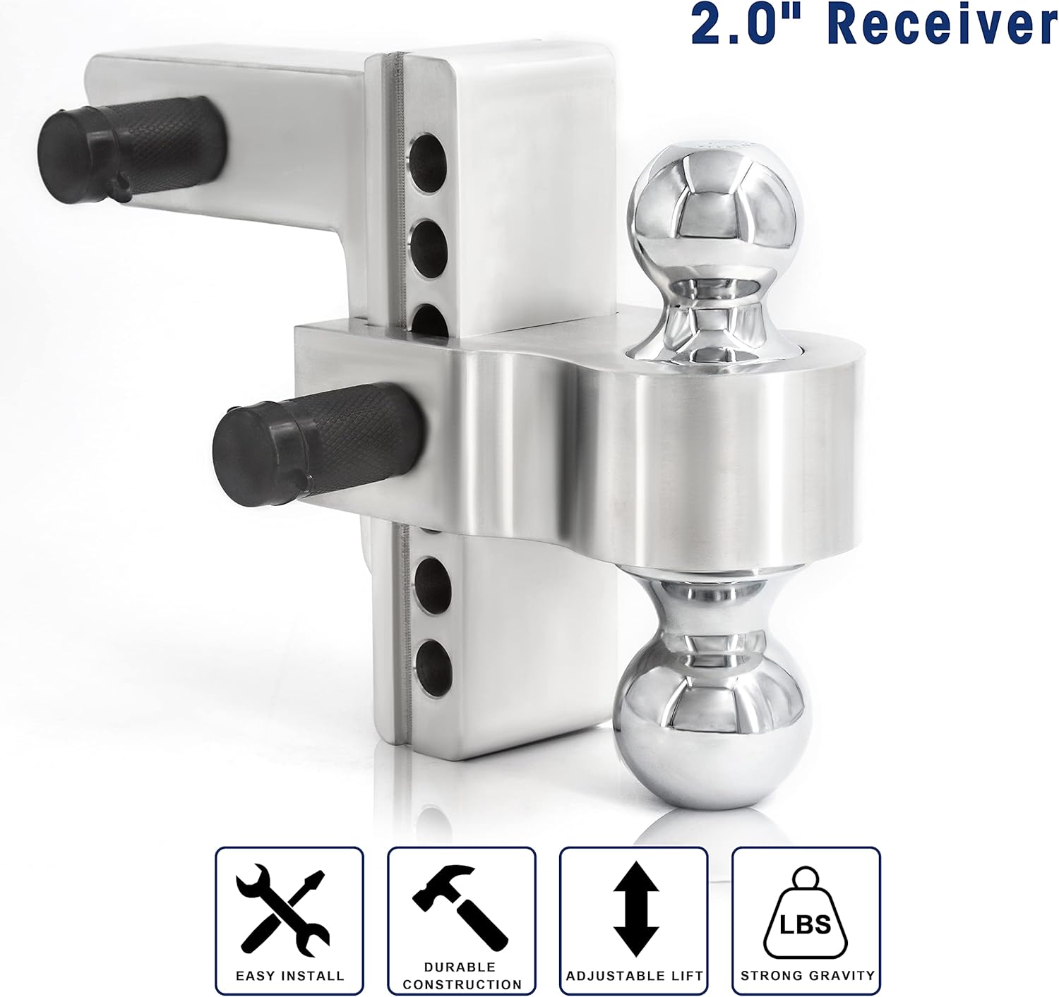 SZAUTO Adjustable Trailer Hitch Ball Mount w/Forged Aluminum Shank Fits 2.5-Inch Receiver, 2inch & 2-5/16inch Combo Tow Balls with Double Pins and Locks 2.5inch SHANK,6 Inch DROP