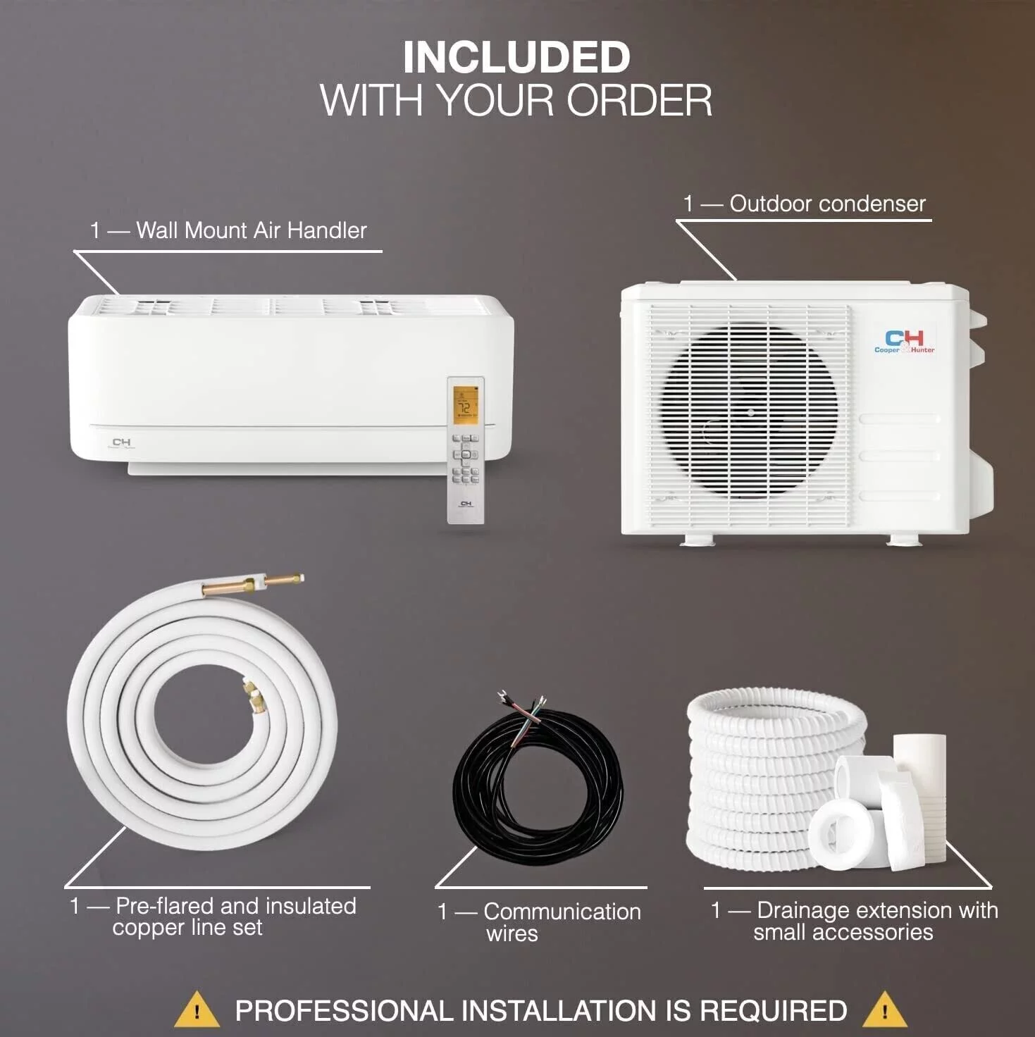 Cooper & Hunter 6000 BTU 115V Wall Mounted Mini Split Heat Pump Air Conditioner With 16ft Kit Cover 250 Sq Ft WiFi