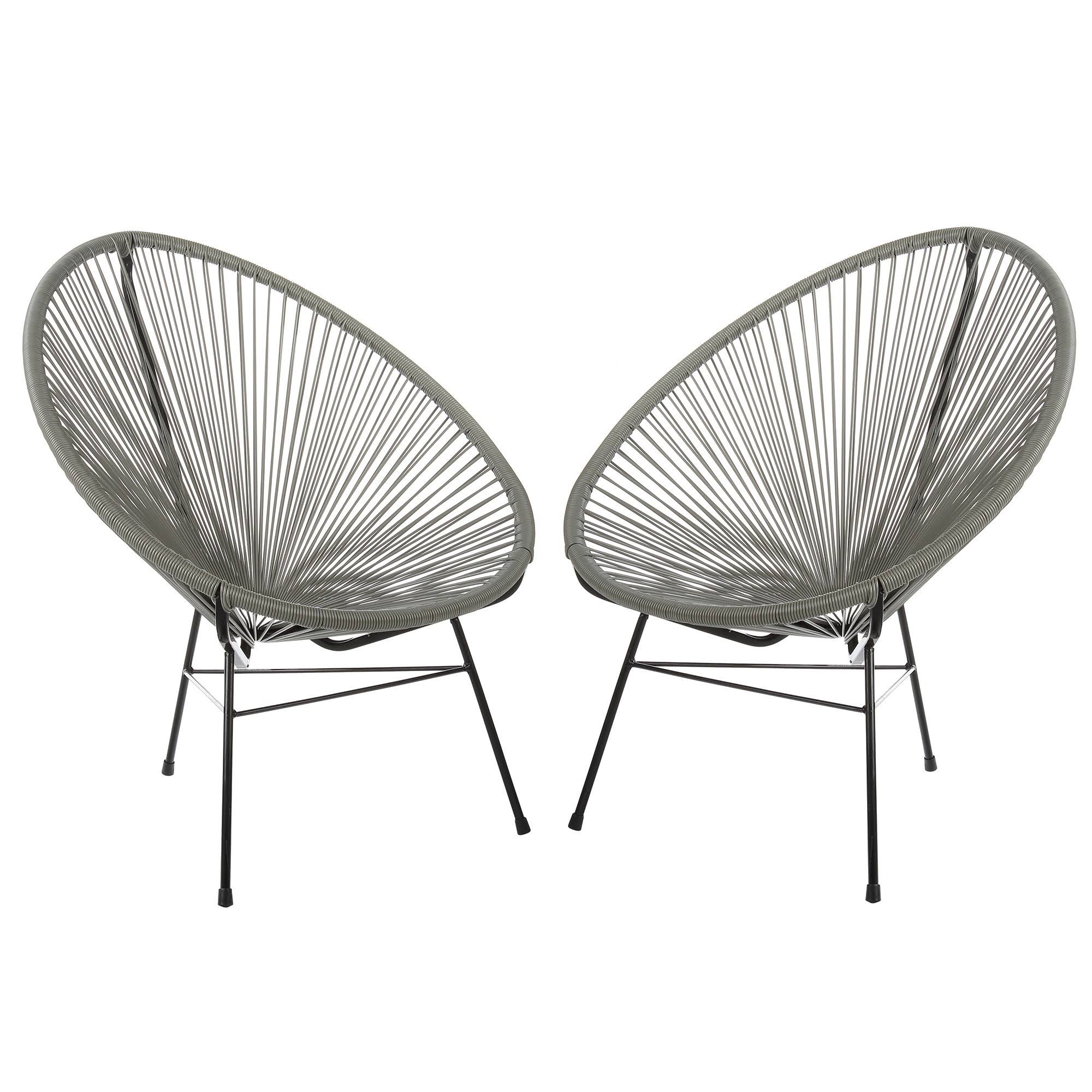 Handmade Acapulco Basket Lounge Chair, Set of 2 - Fuchsia