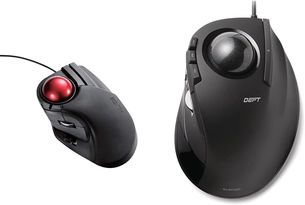 ELECOM 2.4GHz Wireless Finger-operated Large size Trackball Mouse 8-Button Function with Smooth Tracking, Precision Optical Gaming Sensor Palm Rest Attached (M-HT1DRBK) Pack of 2
