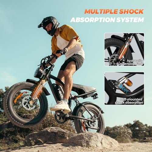 Electric Bike for Adults - K6 20 x 4 Inch Fat Tire, 750W/Peak 1500W Motor, 48V15AH Detachable Battery, 4 Riding Modes Electric Dirt Bike, 7 Speed Electric Motorcycle,20MPH UL 2849 Certified
