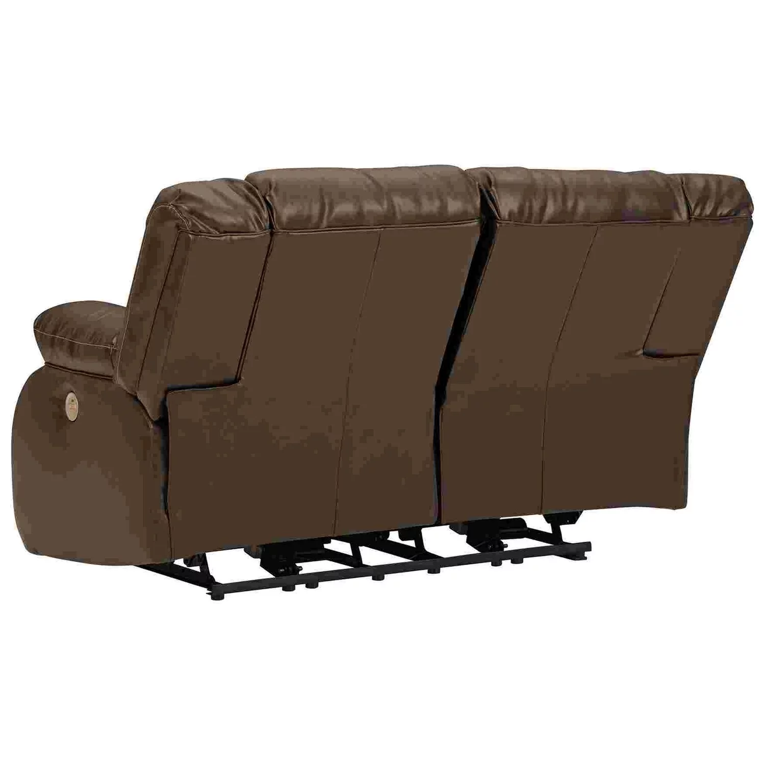 Benjara Power Recliner Loveseat with Faux Leather and Zero Draw USB Port, Brown