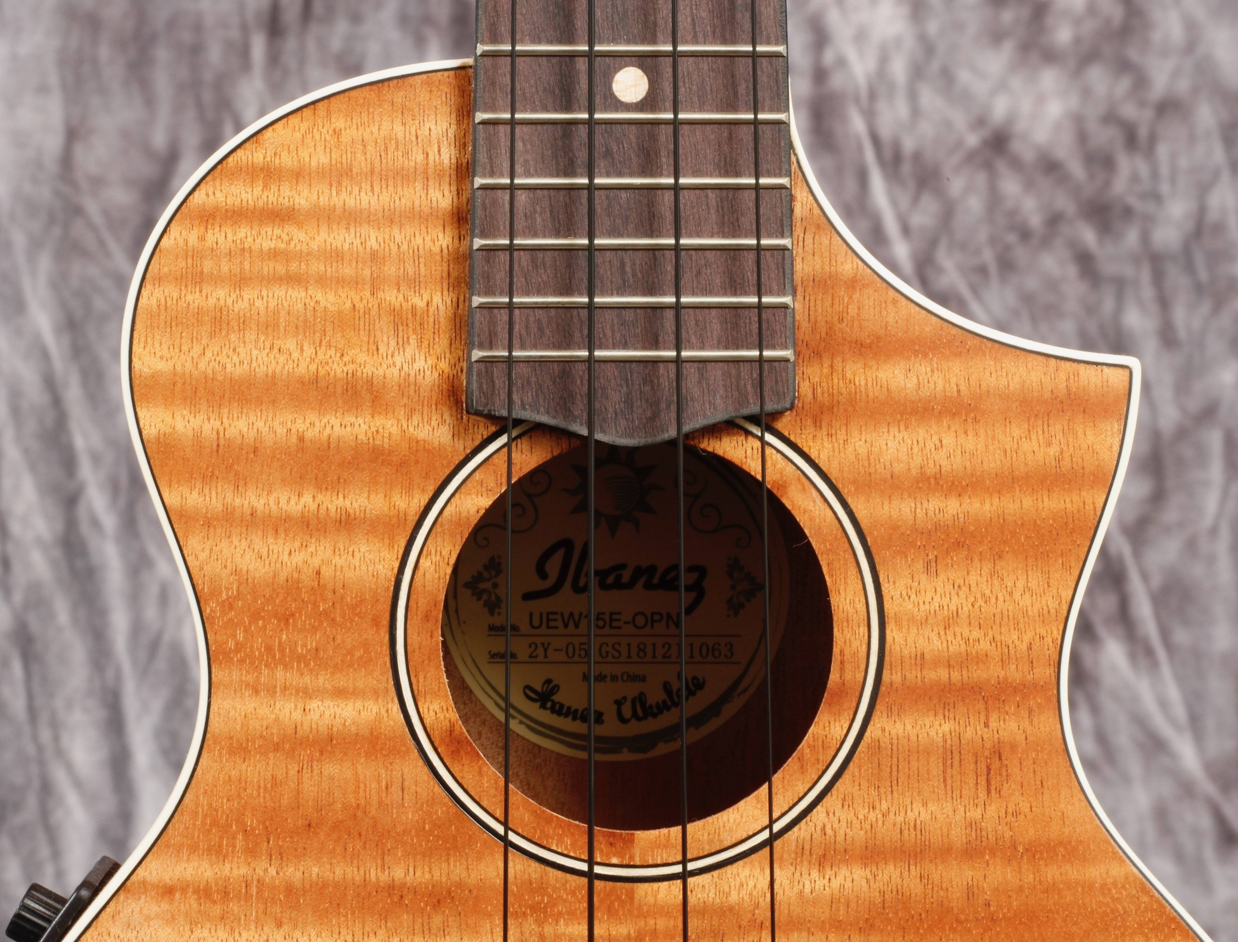 Ibanez UEW15E Acoustic Ukulele, Open Pore Natural