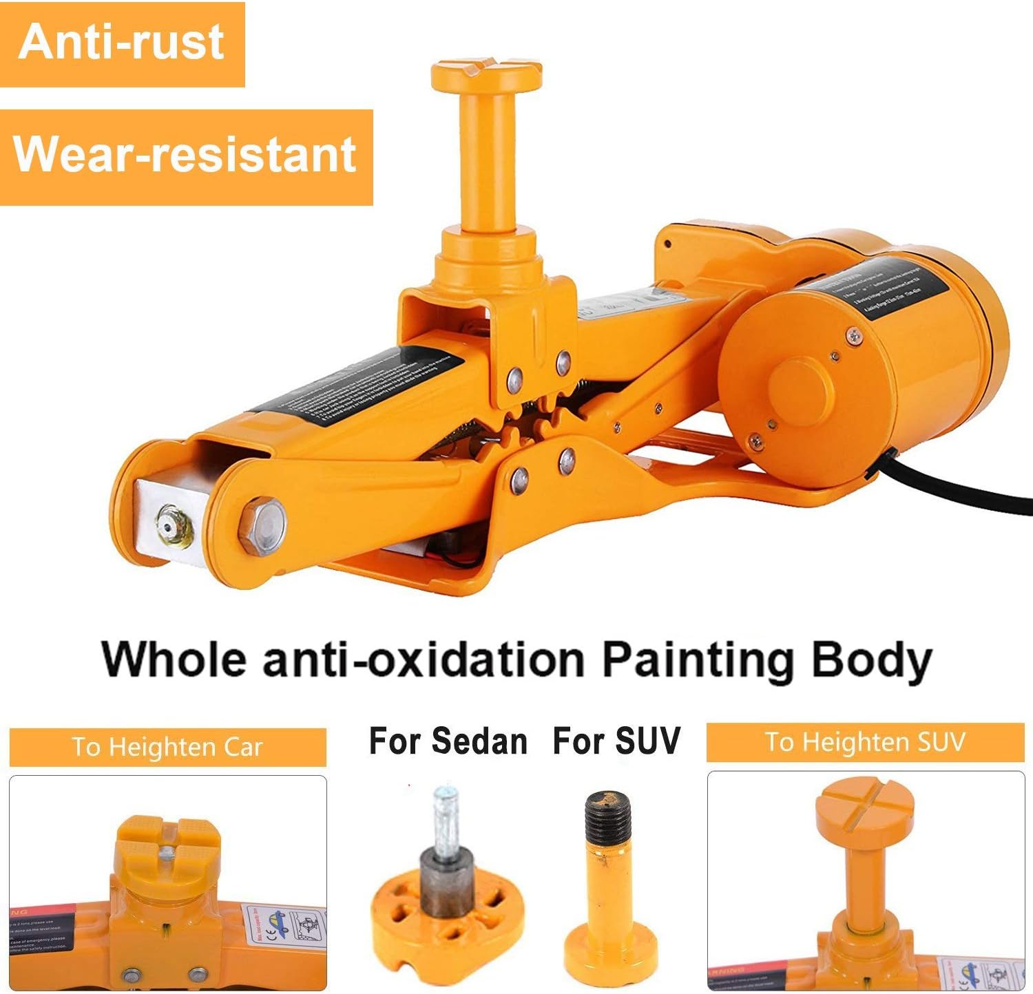 Electric Car Floor Jack 5 Ton All-in-one Automatic 12V Scissor Lift Jack Set for SUV w/Remote Tire Change Repair Emergency Tool Kits Floor Jack for Vehicle Wheel Change (5T)