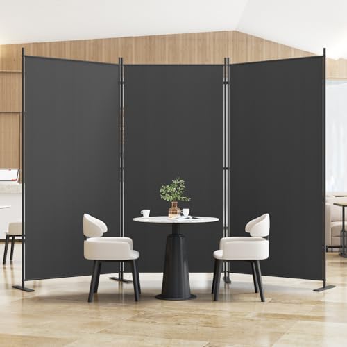 Helios&Hestia 8-Panel 6 ft Tall Indoor Folding Room Divider, Portable Privacy Screen, Freestanding Partition Separator, Temporary Wall Separation for Bedroom, Office, 160" W X 71" H, Dark Grey