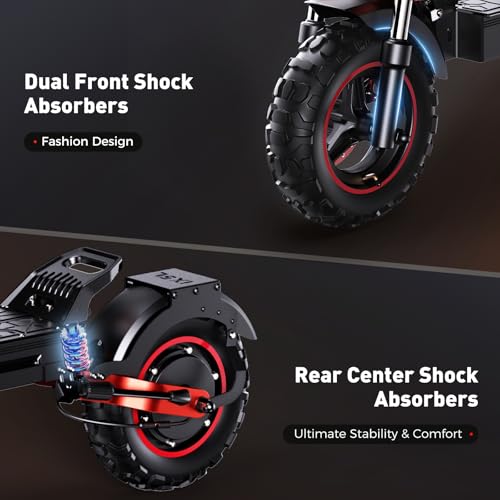 iScooter Electric Scooter Adults, 28/38 MPH Top Speed & 40/50 Miles Long Range Escooter, 10/11" Offroad Pneumatic Tire Scooters for Adults with Cruise Control, Dual Suspensions, Foldable E-Scooter