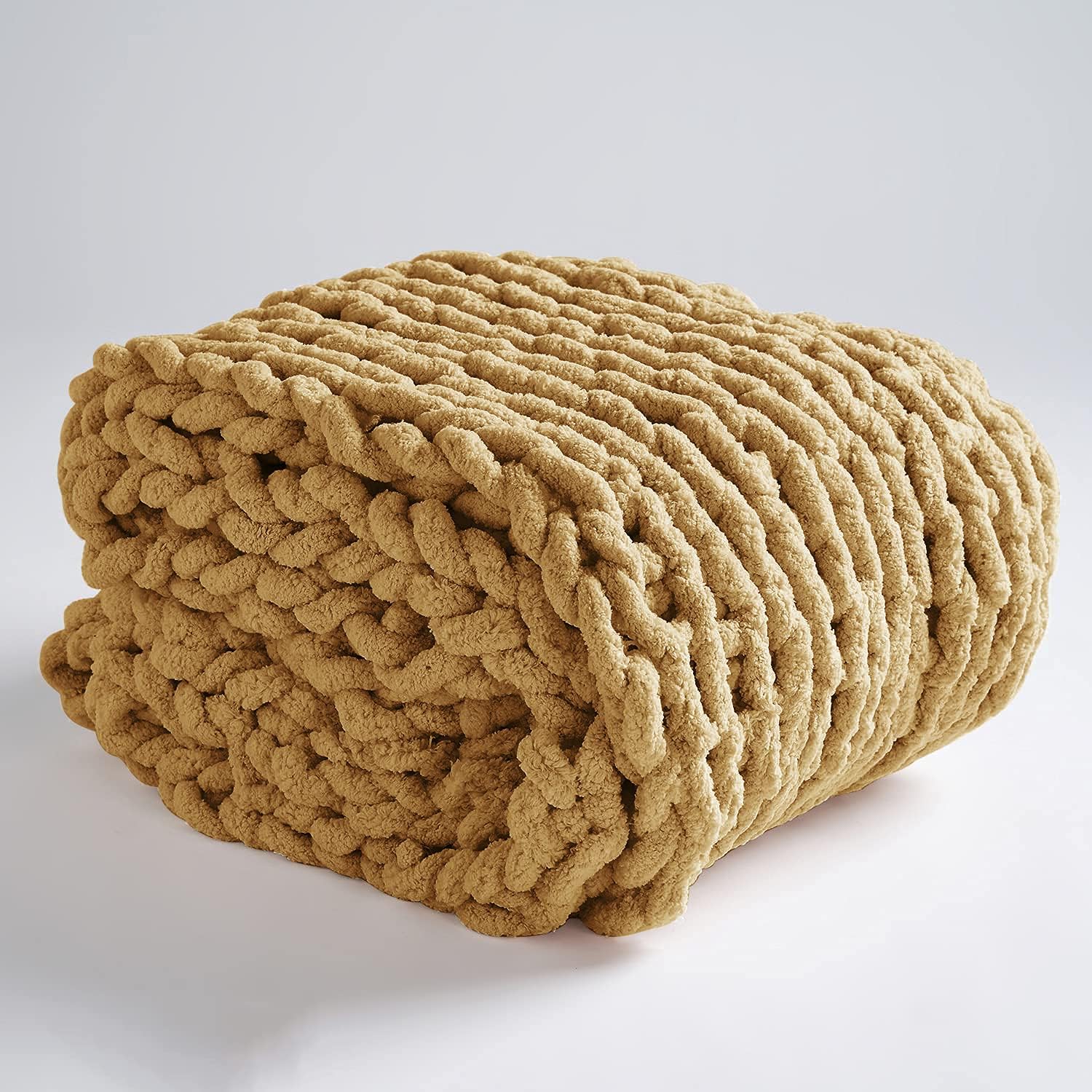 PENKERMAR Chunky Knit Blanket Chenille Throw Handmade Soft Chenille Large Cable Throw Knit Blanket for Bedroom Sofa Gray 40x40 （Single Sofa）