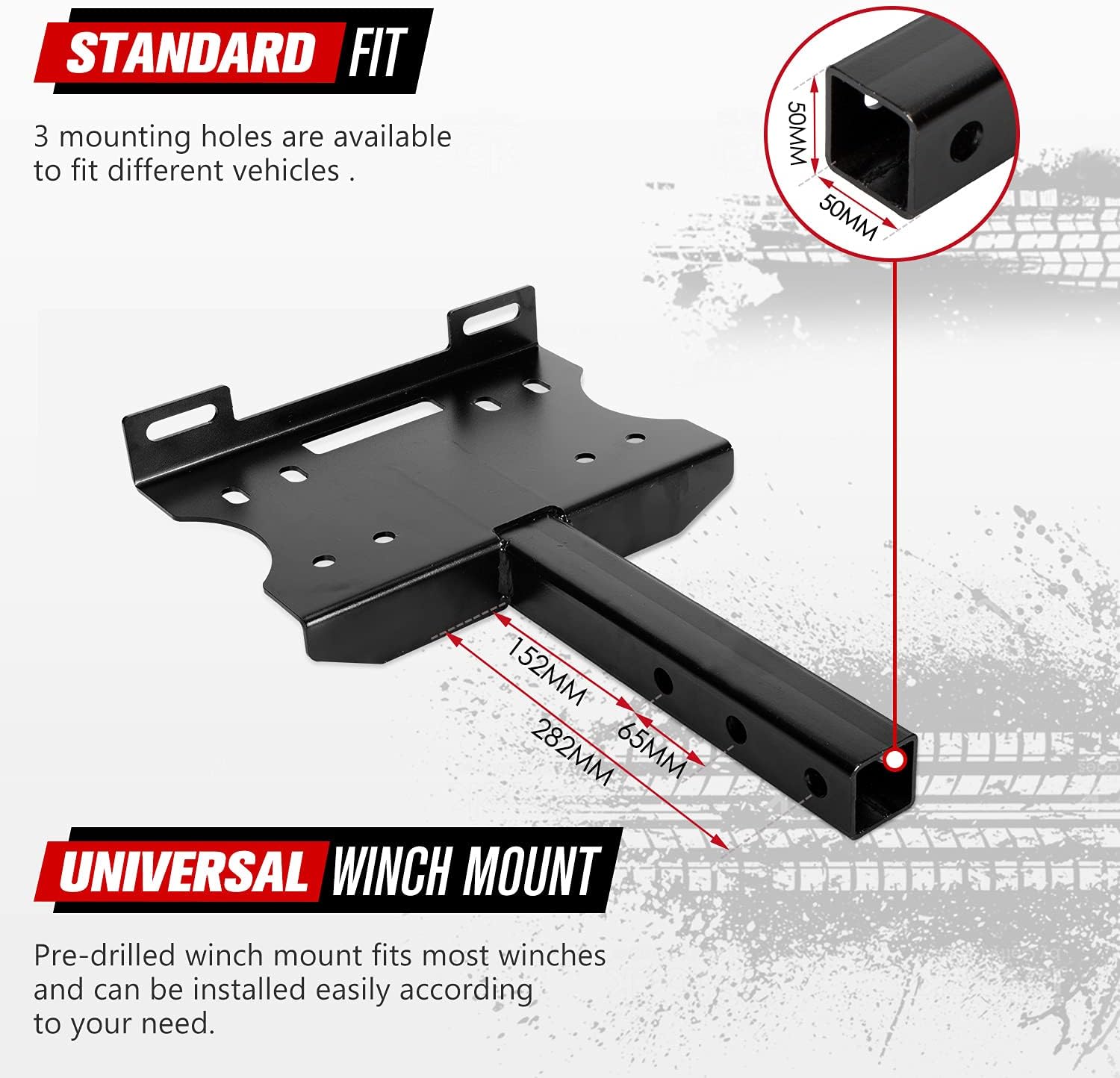 FIERYRED Winch Cradle Winch Mounting Plate Universal 2" Trailer Hitch Winch Mount Bracket 1,300 lb. - 16,500 lb. Capacity for Recovery Winches,Fit for ATV UTV Truck Pack of 2