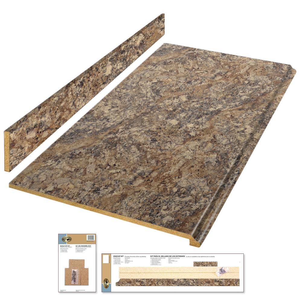 Hampton Bay 4 ft. Brown Laminate Countertop Kit with Full Wrap Ogee Edge in Winter Carnival Granite