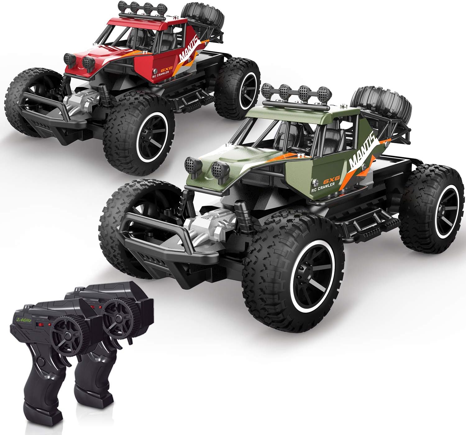X TOYZ RC Cars 2 PCS Remote Control Off Road Monster Trucks Cars for Kids, 1:20 Scale Metal Shell Alloy RC Car, High Speed Racing Car 2.4Ghz Hobby Vehicles Toys Gifts with 2 Rechargeable Batteries Pack of 2