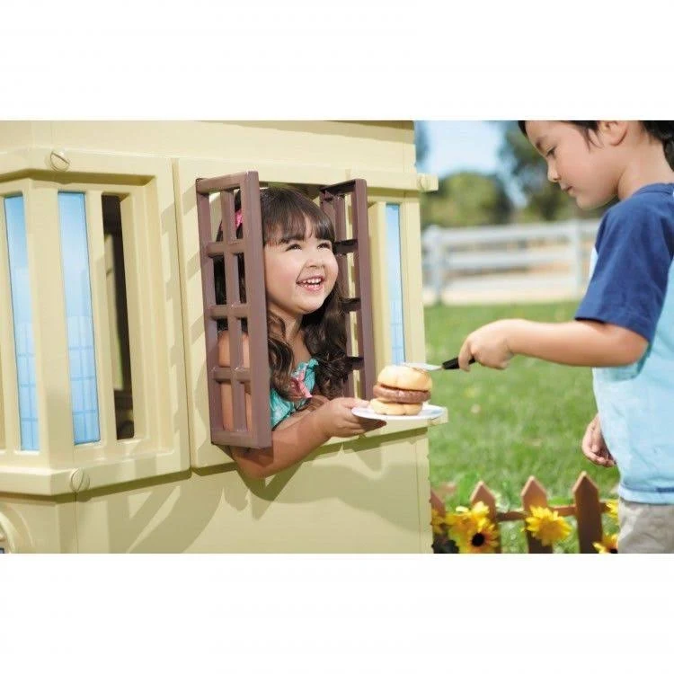Kids Playhouse Tan Cape Cottage Small Compact Backyard Child Portable Clubhouse
