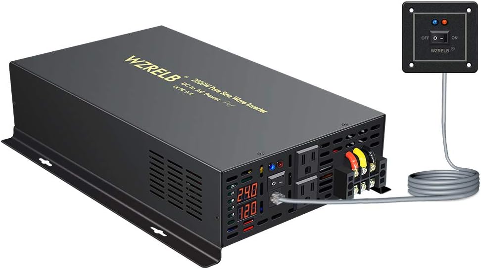 Pure Sine Wave Inverter 800Watt 12V DC to 110V 120V Power Inverter with Remote Control Dual AC Outlets for CPAP RV Car Solar System