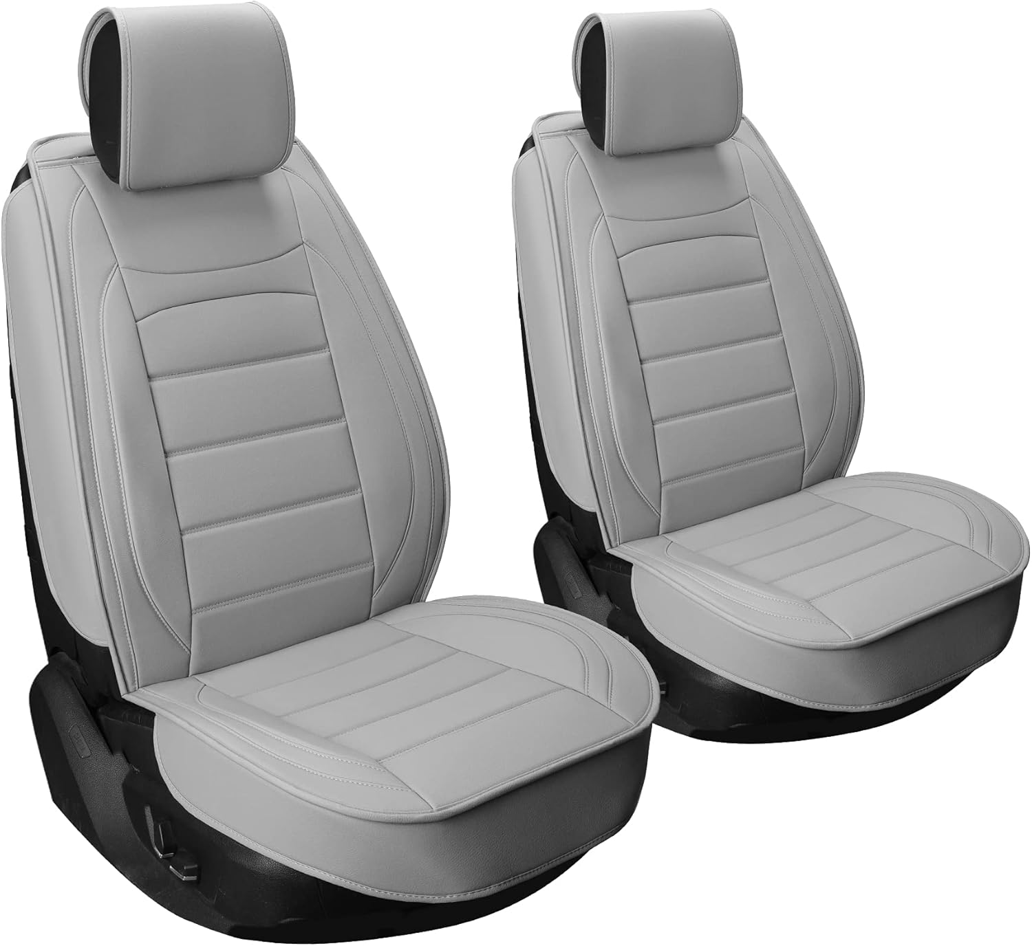 Universal Leather Car Seat Covers Front - Sanwom 2Pcs Waterproof Vehicle Seat Covers - Leatherette Automotive Covers Interior Accessories for Most SUV Cars Pickup Truck, Black & Blue