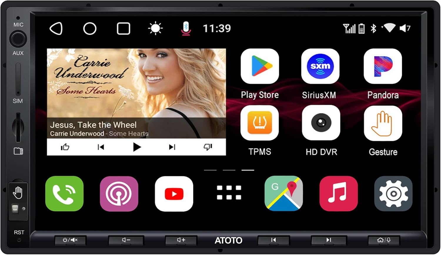 ATOTO S8 Ultra Double Din Car Stereo, 7 Inch Android in-Dash Navigation, Wireless CarPlay & Android Auto, Dual BT w/aptX HD, Gesture Operation, VSV&LRV, Built-in 4G Cellular Modem,4G+64G, S8G2A78UL-N