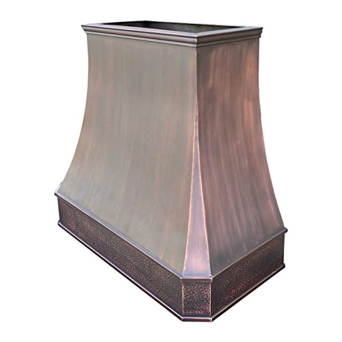 Copper Kitchen Vent Hood, Professional Stainless Steel Hood Vent, Light Hammered-Antique Copper H3C-1