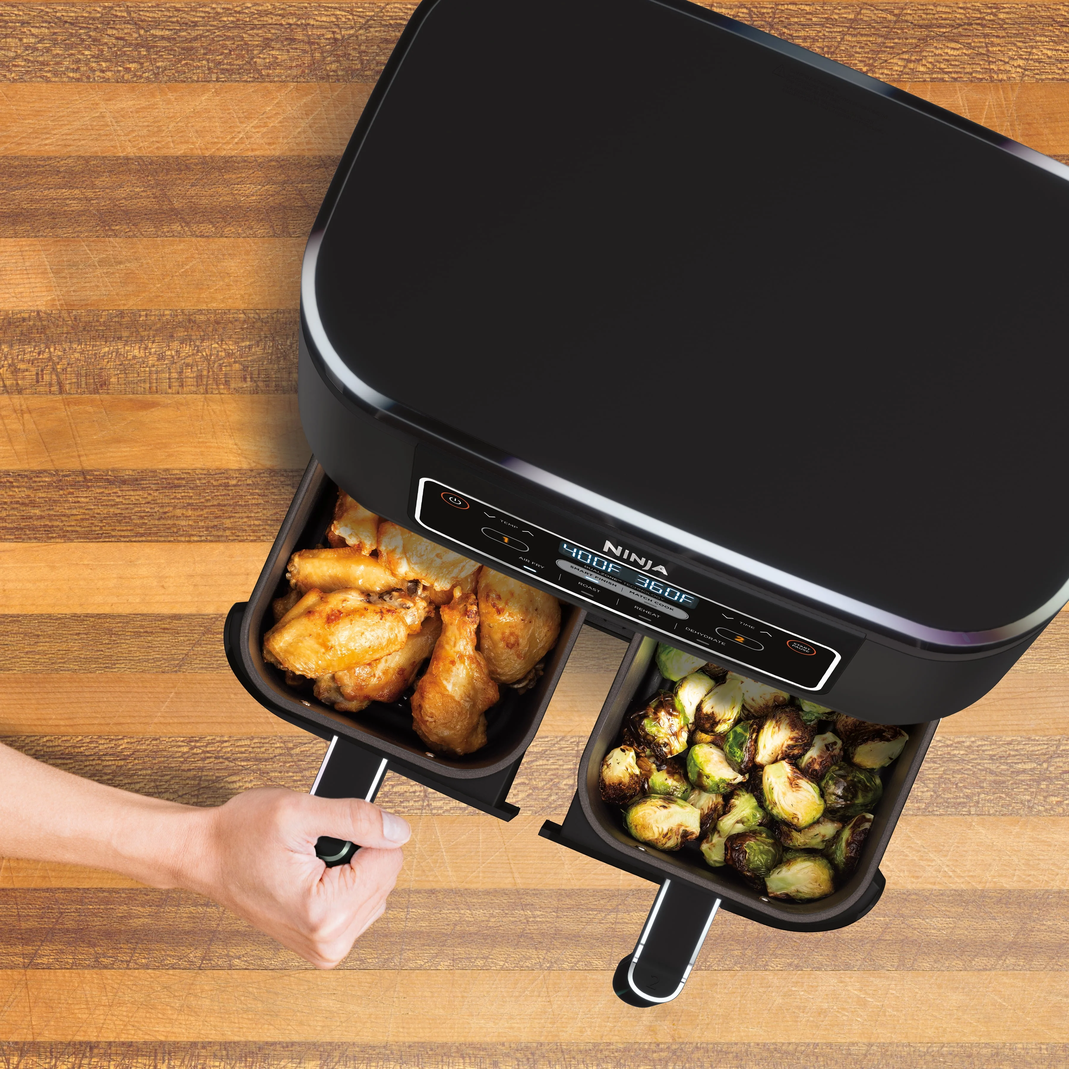 Ninja庐 Foodi庐 4-in-1 8-Quart. 2-Basket Air Fryer with DualZone Technology- Air Fry, Roast, & More DZ100