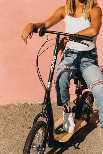 EcoSmart Metro Electric Scooter – Padded Seat, Wide Bamboo Deck, 16" Air-Filled Tires, 500w High-Torque Motor, Up to 18 mph, 12-Mile Range, Rear-Wheel Drive