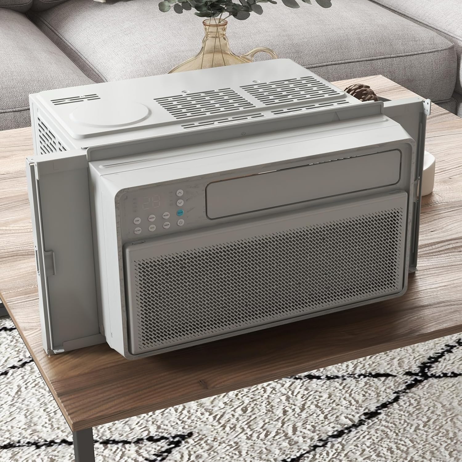 8000 BTU U-Shaped Inverter Window Air Conditioner - Ultra Quiet 42dB, Covers Up to 350 sq ft, Energy Efficient, Remote Control, White