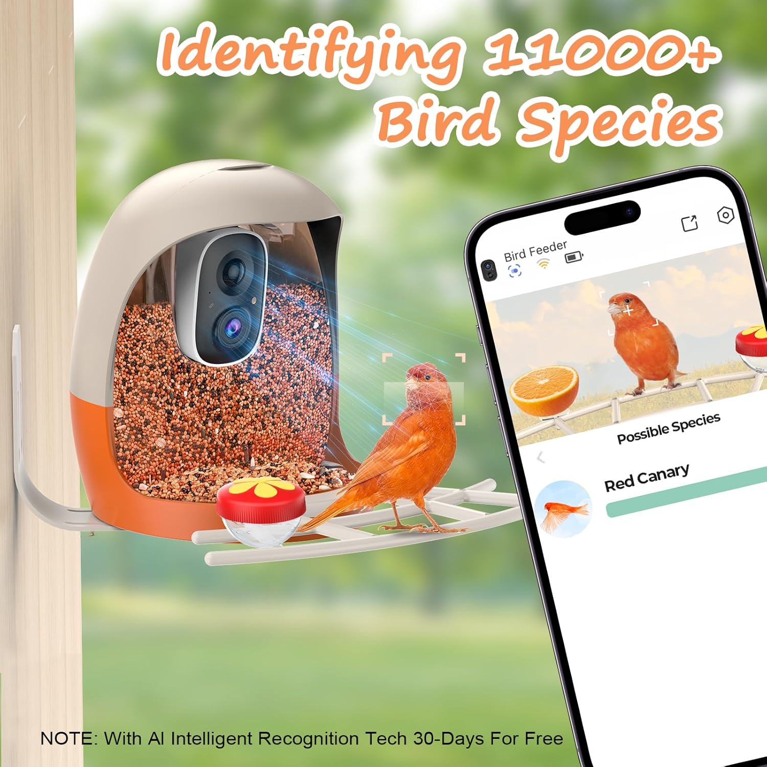 Bird Feeder with Camera, Smart Bird Feeder Camera with AI Identify, 4K Ultra HD Camera, Auto Capture Bird Videos & Instant Notification, Attract a Variety of Birds, Ideal Gift for Children’s Day