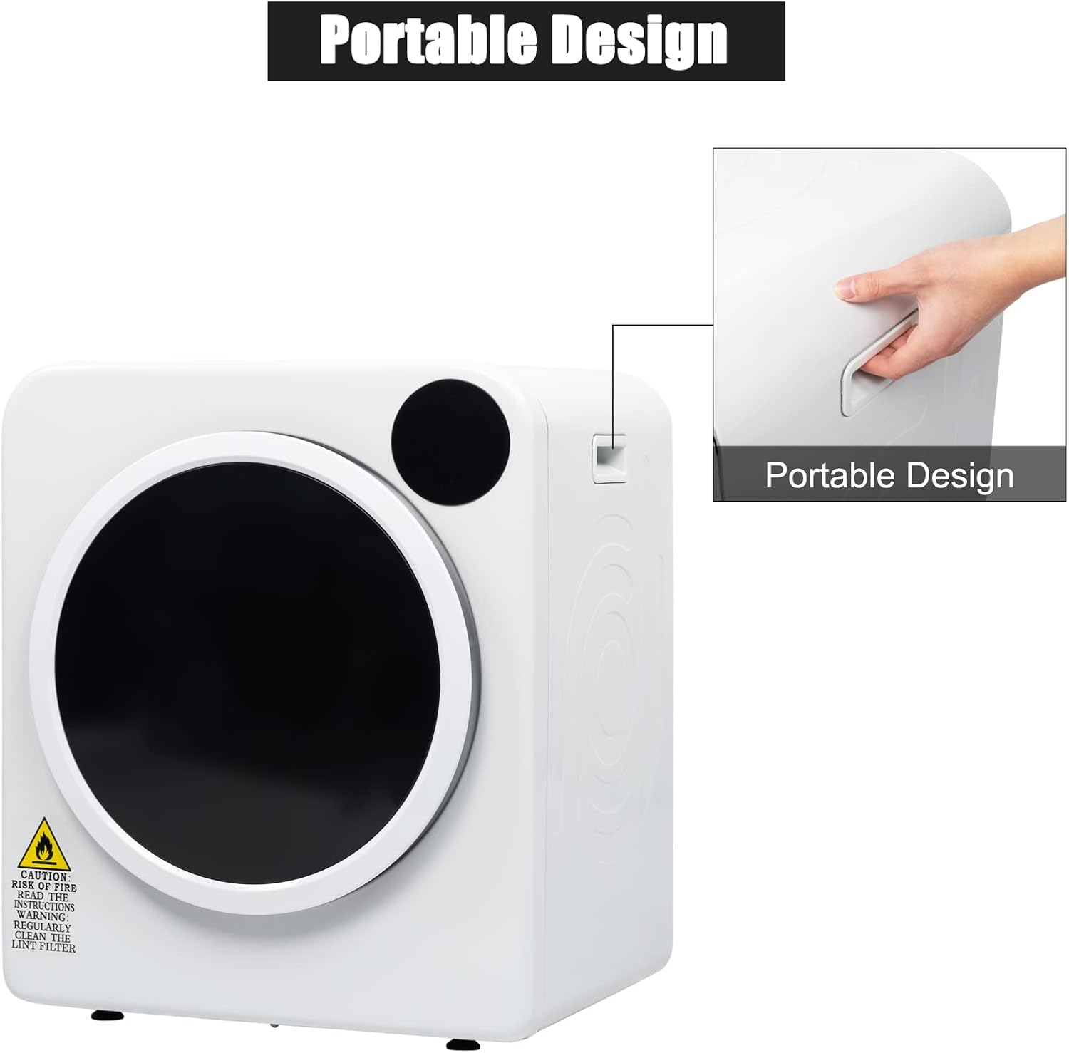 Winado Portable Laundry Dryer, 3.22 cu ft Compact Laundry Dryer, 13.2LB Front Load Stainless Steel Clothes Dryers W/Exhaust Pipe, LCD Control Panel & Cycle Status Light, for Apartment, RV, Home, Dorm